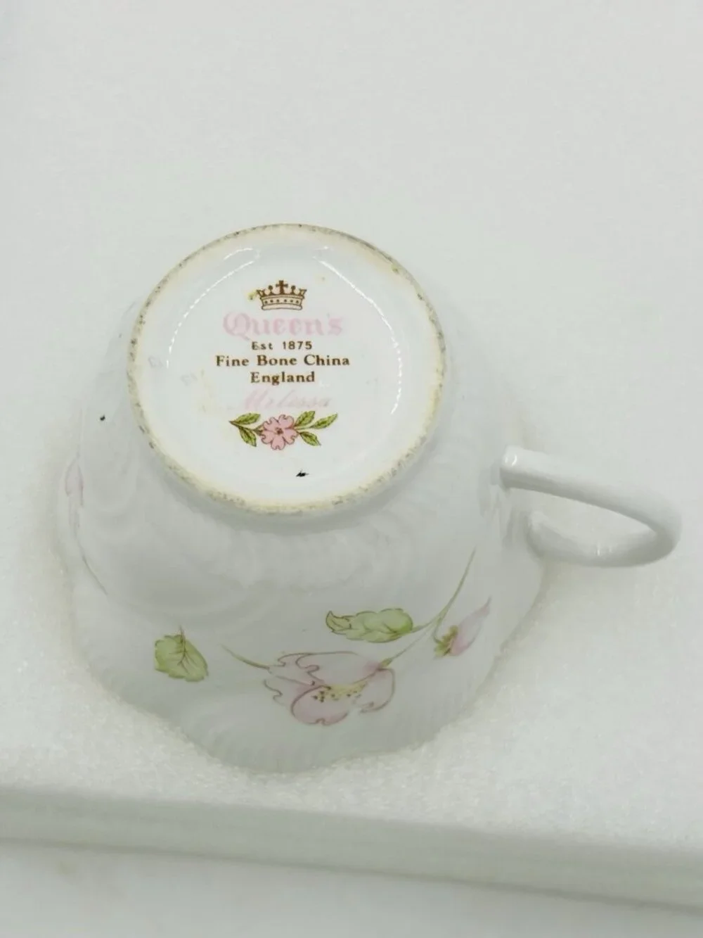 Queen’s Staffordshire England Fine Bone China Flat Teacup Melissa Vintage
